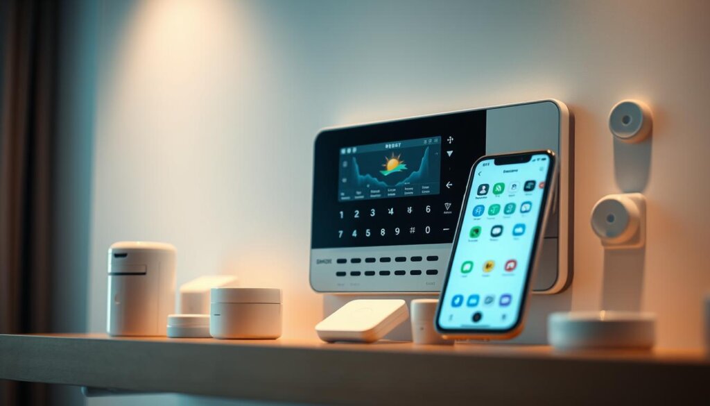 Moderne Alarmanlage mit Smartphone-Steuerung Moderne Alarmanlage mit Smartphone-Steuerung